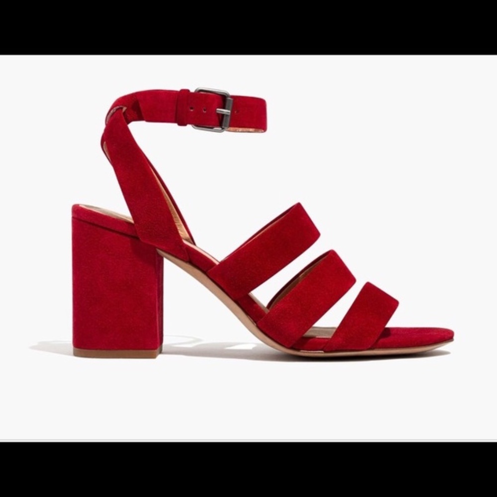 Madewell Maria Red Suede Block Heel Sandals 7.5